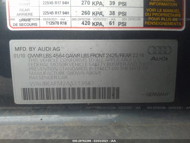 Photo 8 VIN: WAUBEAFM2AA113581 - AUDI A3 