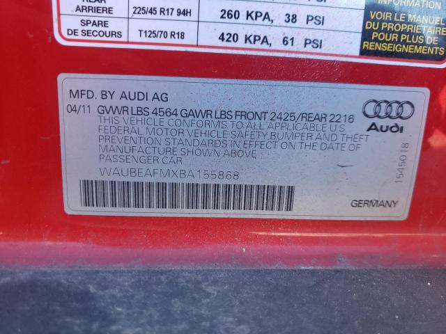 Photo 11 VIN: WAUBEAFMXBA155868 - AUDI A3 PREMIUM 