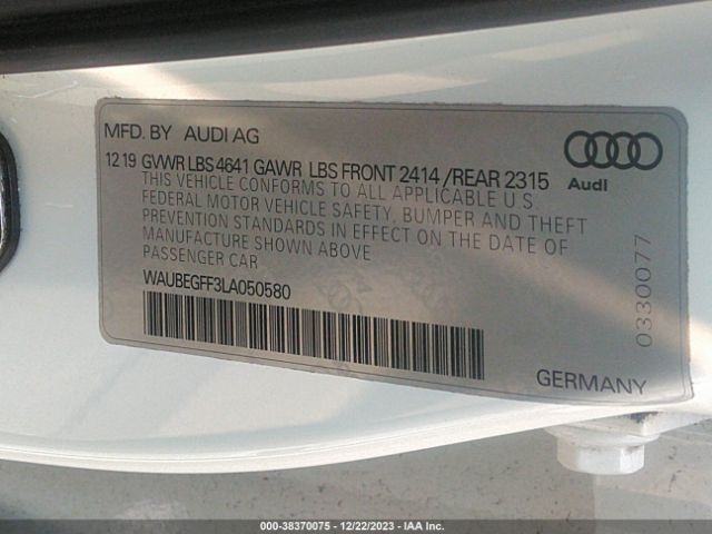 Photo 8 VIN: WAUBEGFF3LA050580 - AUDI A3 