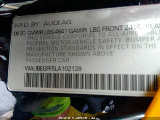 Photo 8 VIN: WAUBEGFF5LA102128 - AUDI A3 SEDAN 