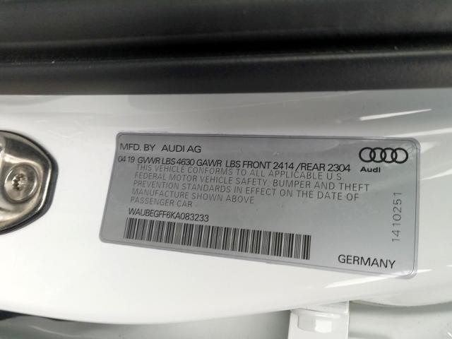 Photo 9 VIN: WAUBEGFF6KA083233 - AUDI A3 PREMIUM 