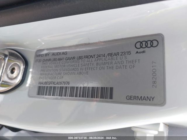 Photo 8 VIN: WAUBEGFFXLA097976 - AUDI A3 