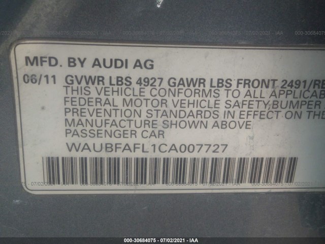 Photo 8 VIN: WAUBFAFL1CA007727 - AUDI A4 