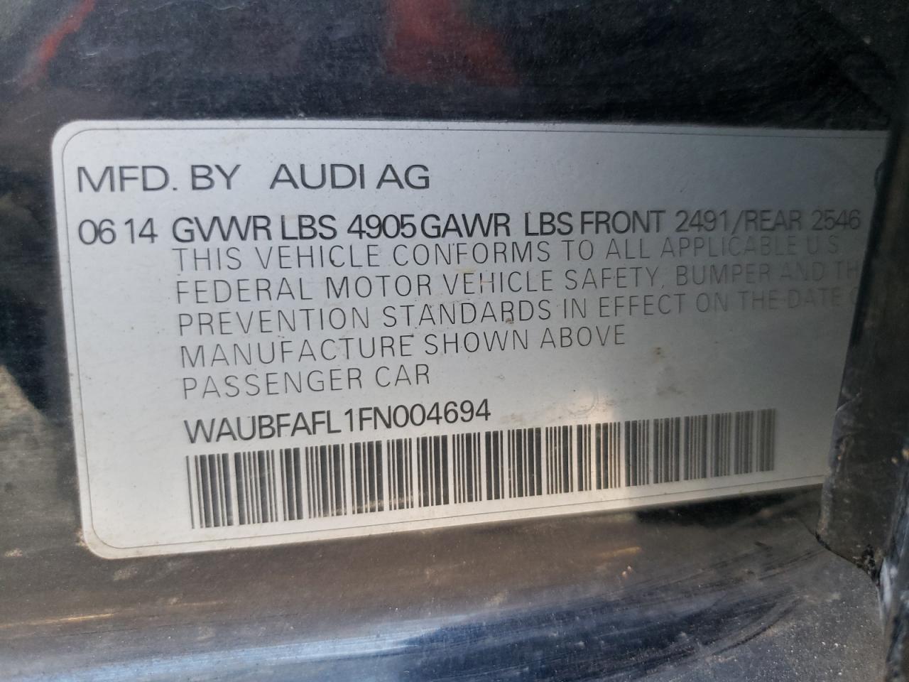 Photo 11 VIN: WAUBFAFL1FN004694 - AUDI A4 