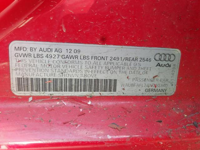 Photo 9 VIN: WAUBFAFL2AN040340 - AUDI A4 PREMIUM 