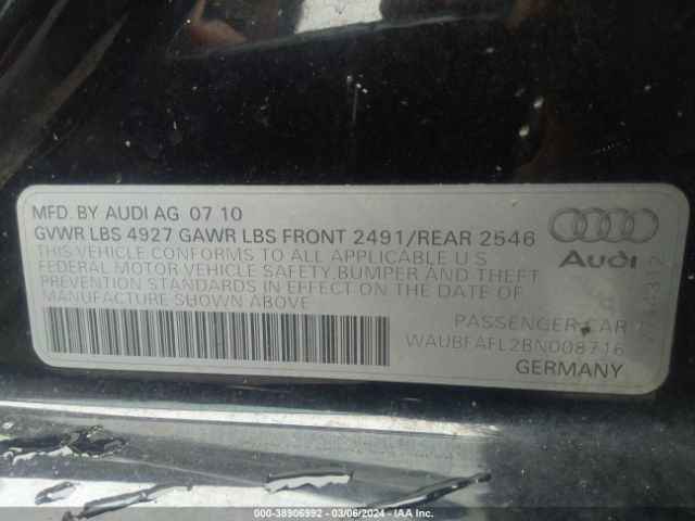 Photo 8 VIN: WAUBFAFL2BN008716 - AUDI A4 