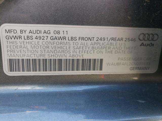 Photo 9 VIN: WAUBFAFL2CN007633 - AUDI A4 PREMIUM 