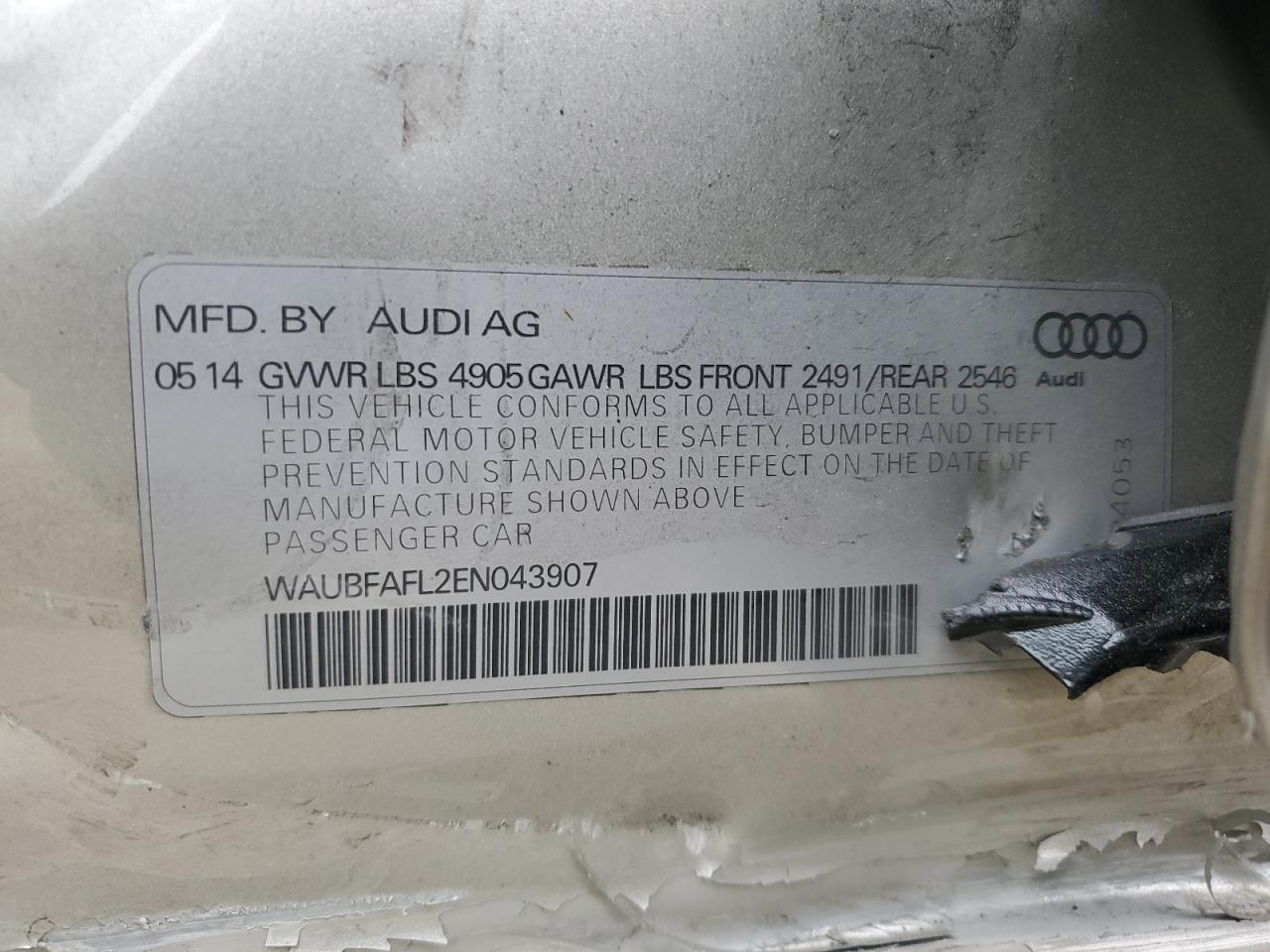 Photo 11 VIN: WAUBFAFL2EN043907 - AUDI A4 