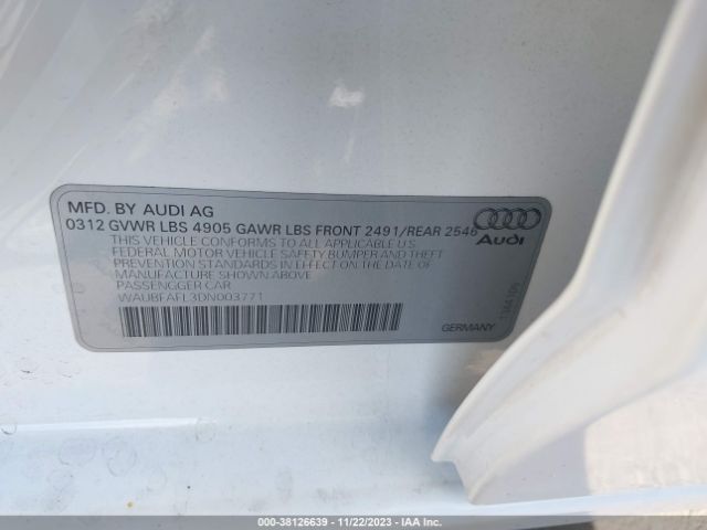 Photo 8 VIN: WAUBFAFL3DN003771 - AUDI A4 