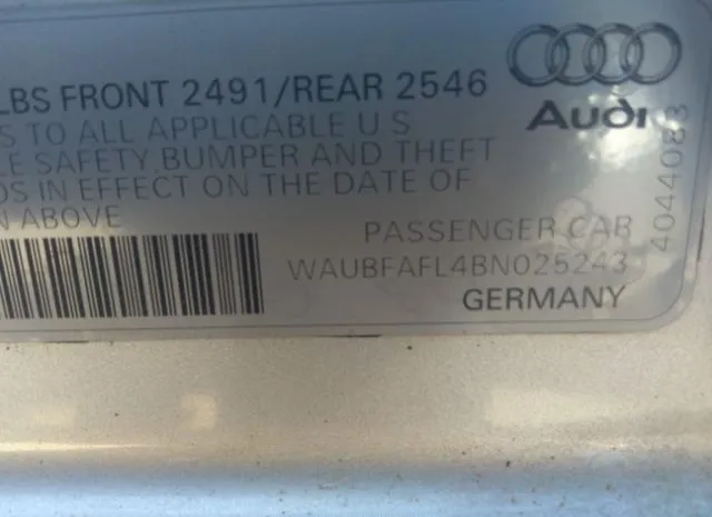 Photo 8 VIN: WAUBFAFL4BN025243 - AUDI A4 