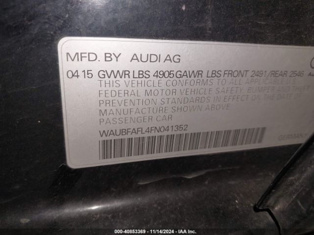 Photo 8 VIN: WAUBFAFL4FN041352 - AUDI A4 