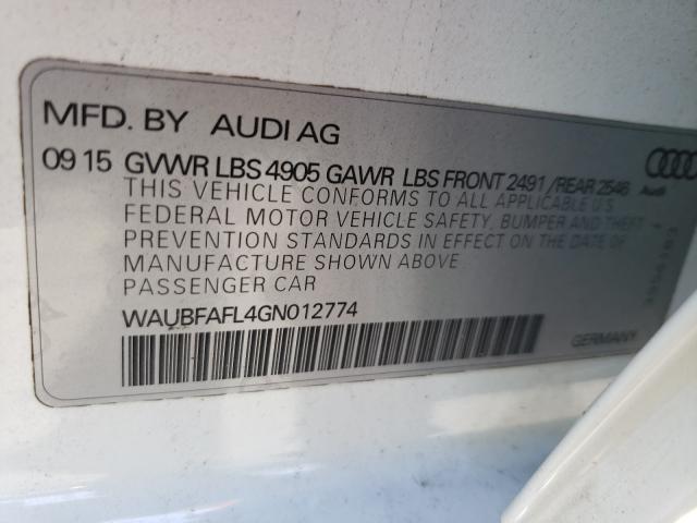 Photo 9 VIN: WAUBFAFL4GN012774 - AUDI A4 