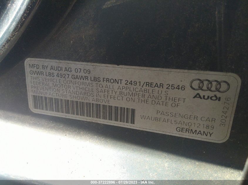 Photo 8 VIN: WAUBFAFL5AN012189 - AUDI A4 