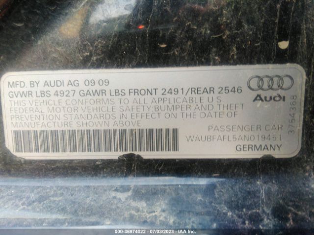 Photo 8 VIN: WAUBFAFL5AN019451 - AUDI A4 