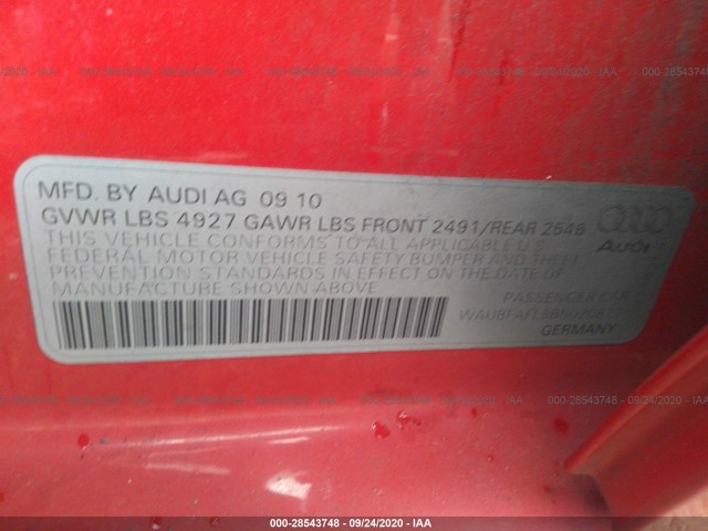 Photo 8 VIN: WAUBFAFL5BN020827 - AUDI A4 