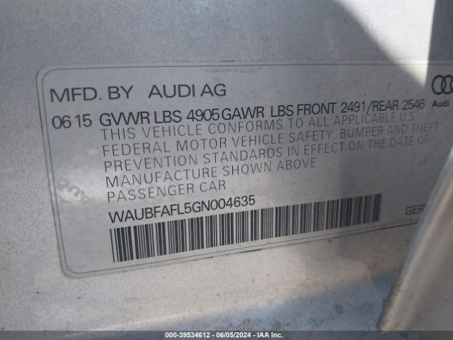 Photo 8 VIN: WAUBFAFL5GN004635 - AUDI A4 