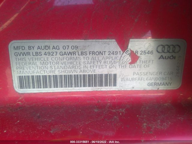 Photo 8 VIN: WAUBFAFL6AN009415 - AUDI A4 