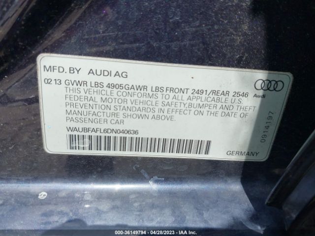 Photo 8 VIN: WAUBFAFL6DN040636 - AUDI A4 