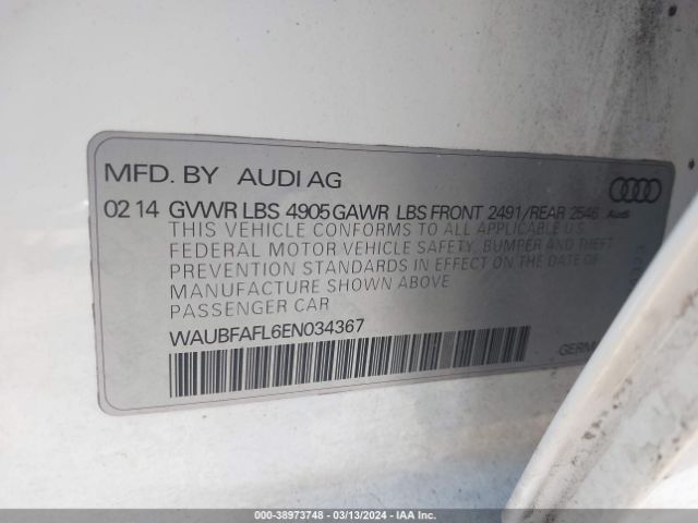 Photo 8 VIN: WAUBFAFL6EN034367 - AUDI A4 