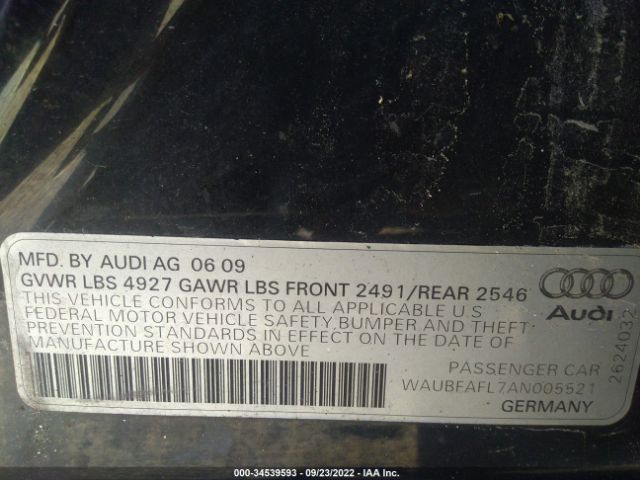 Photo 8 VIN: WAUBFAFL7AN005521 - AUDI A4 