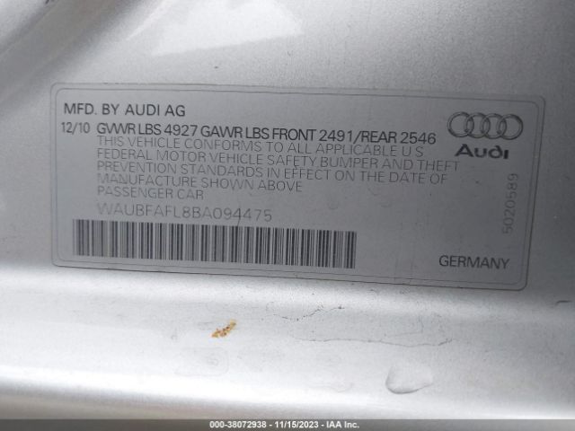 Photo 8 VIN: WAUBFAFL8BA094475 - AUDI A4 