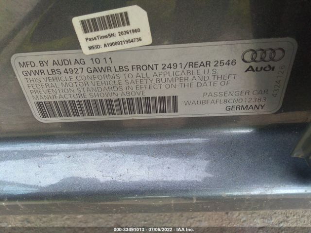 Photo 8 VIN: WAUBFAFL8CN012383 - AUDI A4 