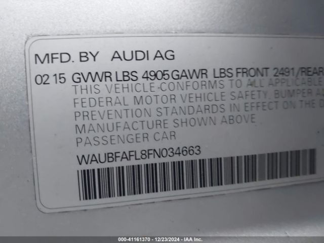 Photo 8 VIN: WAUBFAFL8FN034663 - AUDI A4 