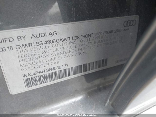 Photo 8 VIN: WAUBFAFL8FN038177 - AUDI A4 