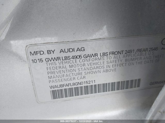 Photo 8 VIN: WAUBFAFL8GN015211 - AUDI A4 