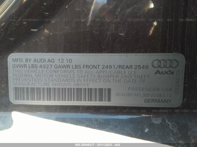 Photo 8 VIN: WAUBFAFL9BN038313 - AUDI A4 