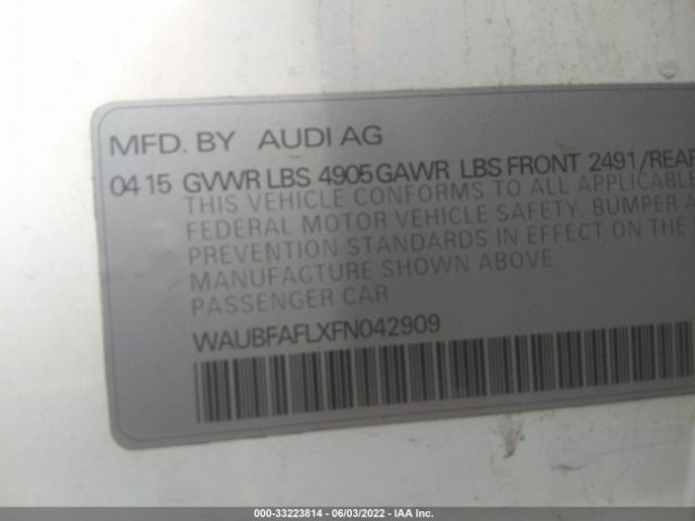 Photo 8 VIN: WAUBFAFLXFN042909 - AUDI A4 