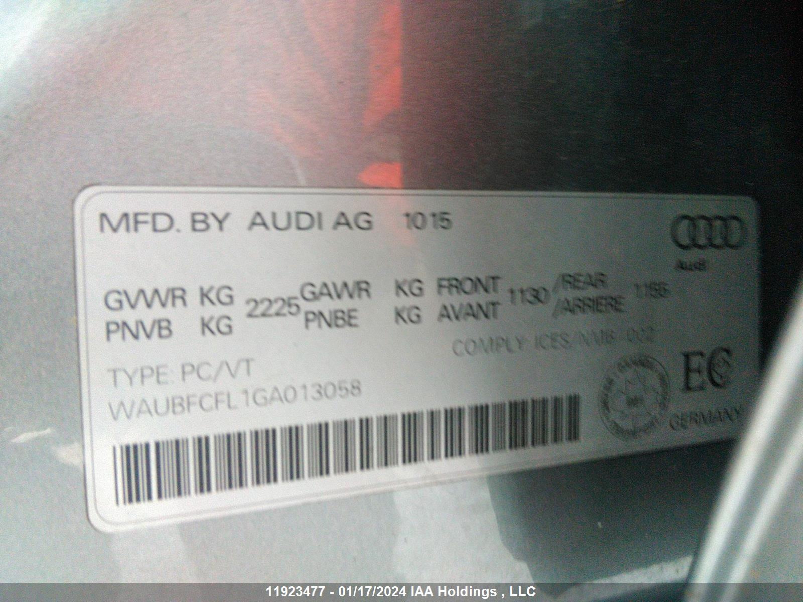 Photo 8 VIN: WAUBFCFL1GA013058 - AUDI A4 