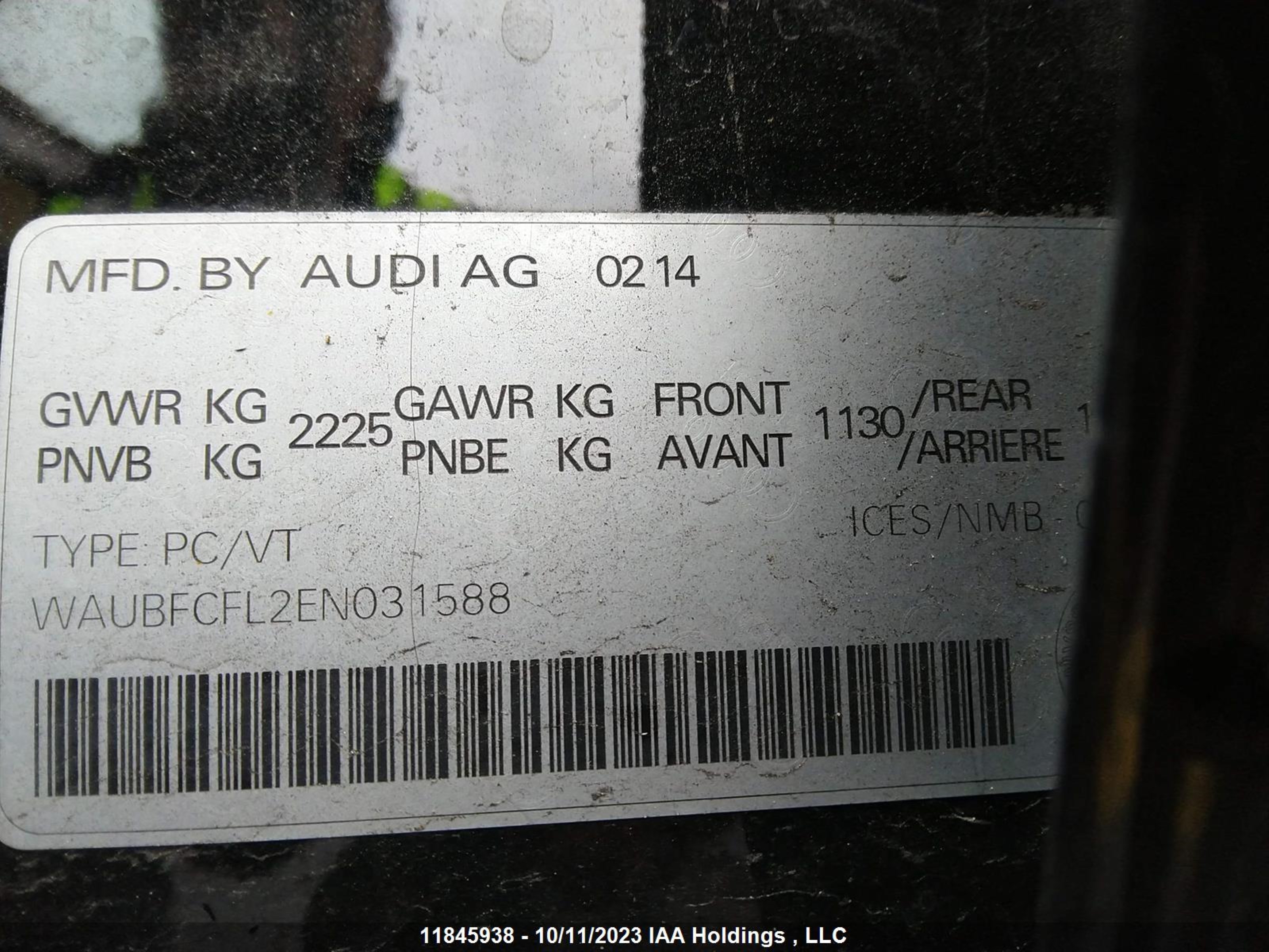 Photo 8 VIN: WAUBFCFL2EN031588 - AUDI A4 