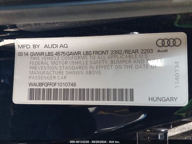 Photo 8 VIN: WAUBFGFF0F1010748 - AUDI S3 