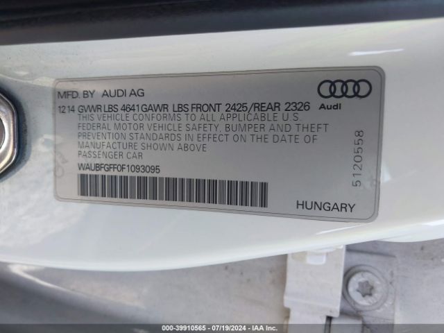 Photo 8 VIN: WAUBFGFF0F1093095 - AUDI S3 