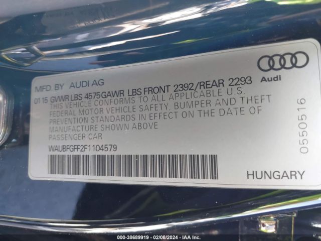 Photo 8 VIN: WAUBFGFF2F1104579 - AUDI A3 