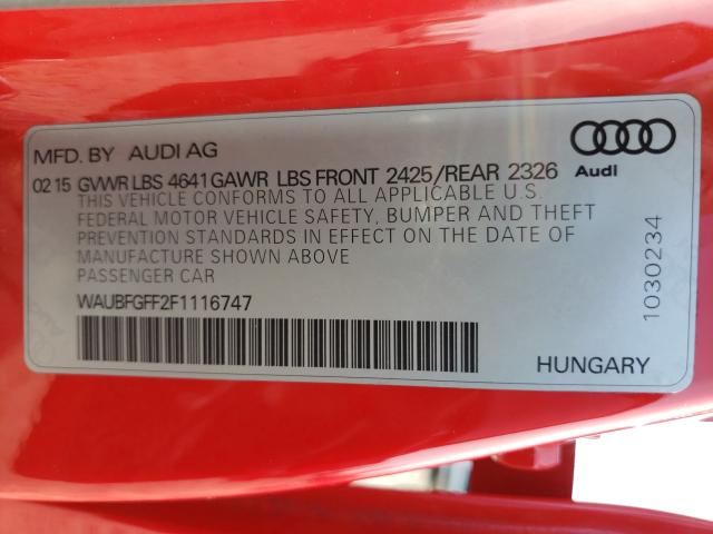 Photo 9 VIN: WAUBFGFF2F1116747 - AUDI S3 PREMIUM 