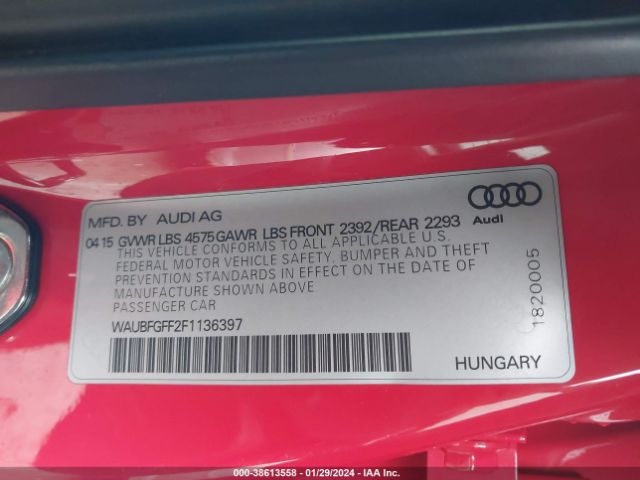 Photo 8 VIN: WAUBFGFF2F1136397 - AUDI A3 