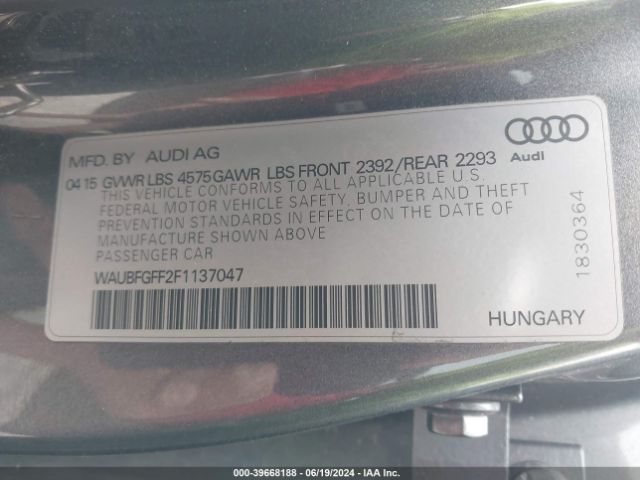 Photo 8 VIN: WAUBFGFF2F1137047 - AUDI S3 