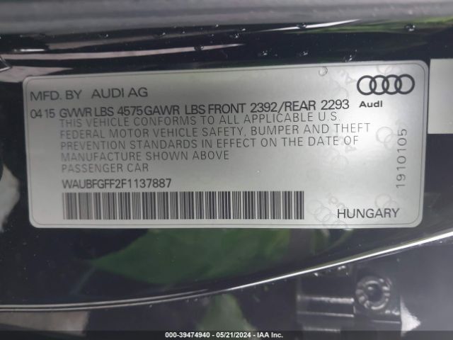 Photo 8 VIN: WAUBFGFF2F1137887 - AUDI A3 