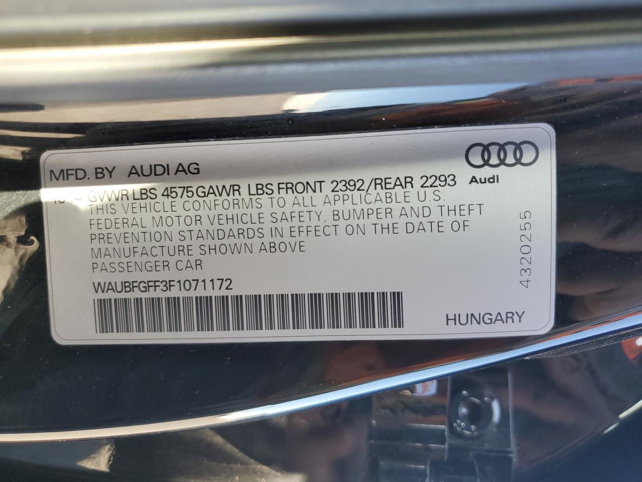 Photo 11 VIN: WAUBFGFF3F1071172 - AUDI A3 