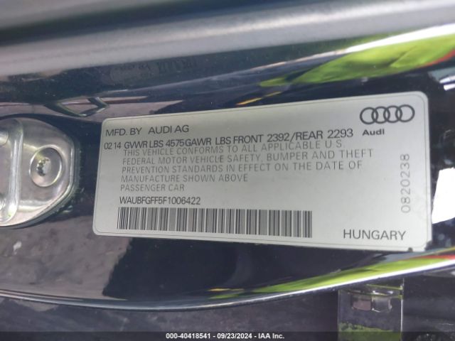 Photo 8 VIN: WAUBFGFF5F1006422 - AUDI S3 