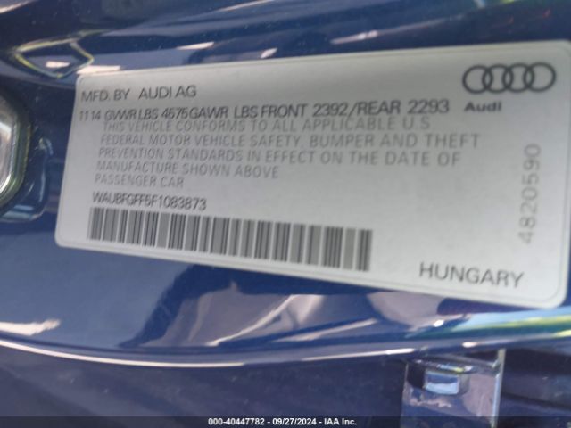 Photo 8 VIN: WAUBFGFF5F1083873 - AUDI S3 