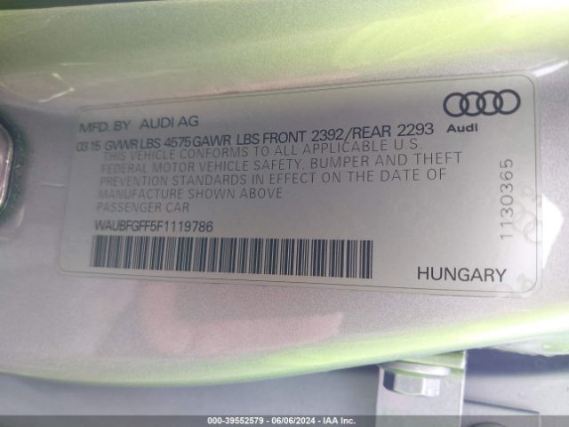 Photo 8 VIN: WAUBFGFF5F1119786 - AUDI S3 