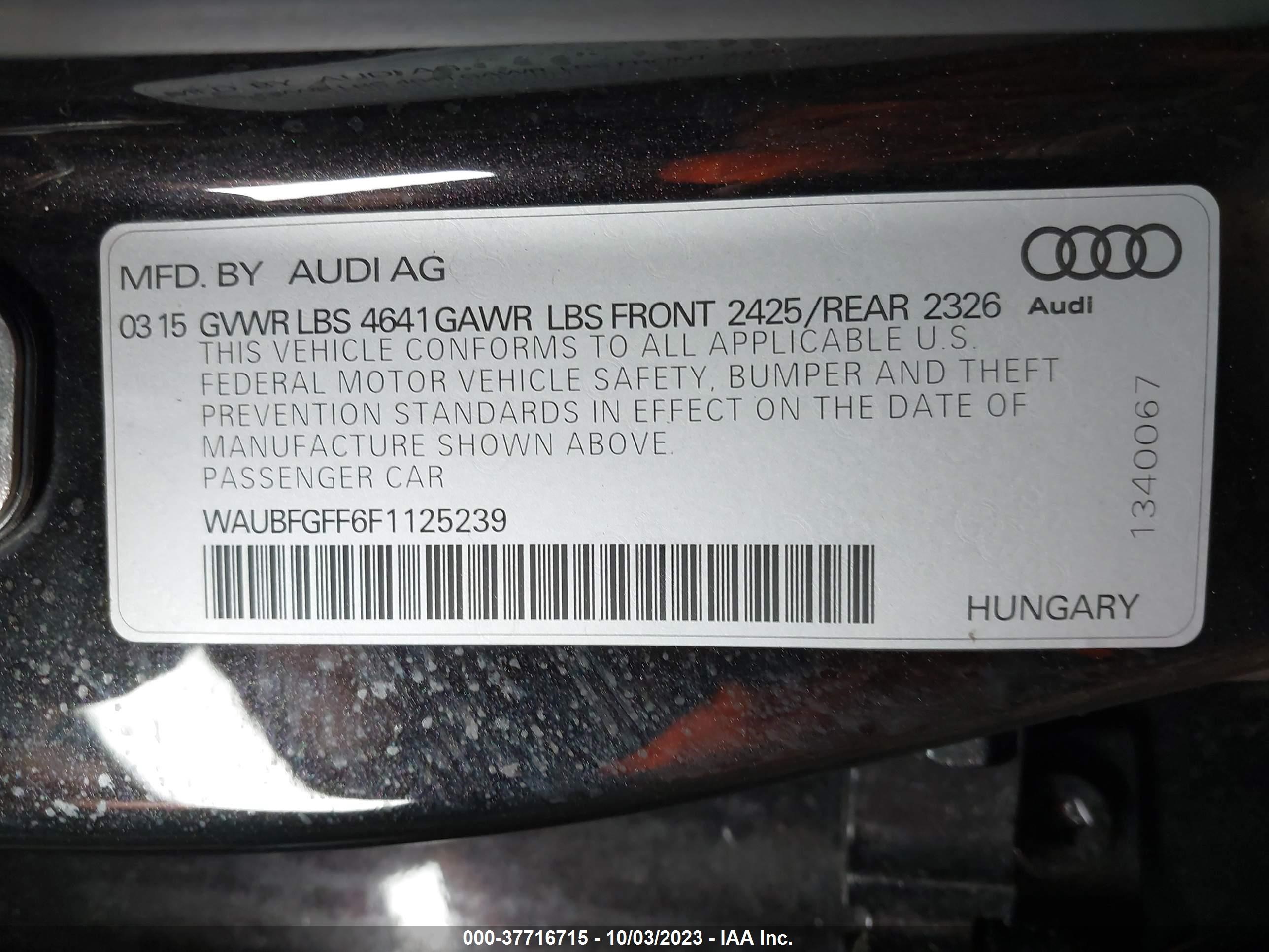 Photo 8 VIN: WAUBFGFF6F1125239 - AUDI S3 