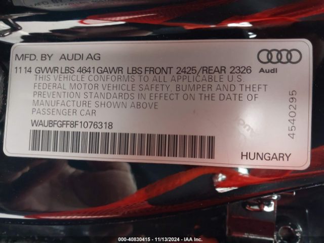 Photo 8 VIN: WAUBFGFF8F1076318 - AUDI S3 