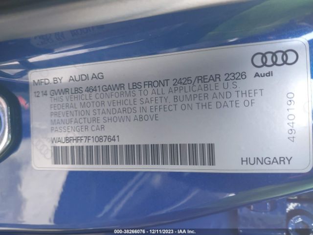 Photo 8 VIN: WAUBFHFF7F1087641 - AUDI S3 