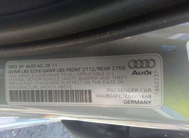 Photo 8 VIN: WAUBGAFC1CN005868 - AUDI A6 