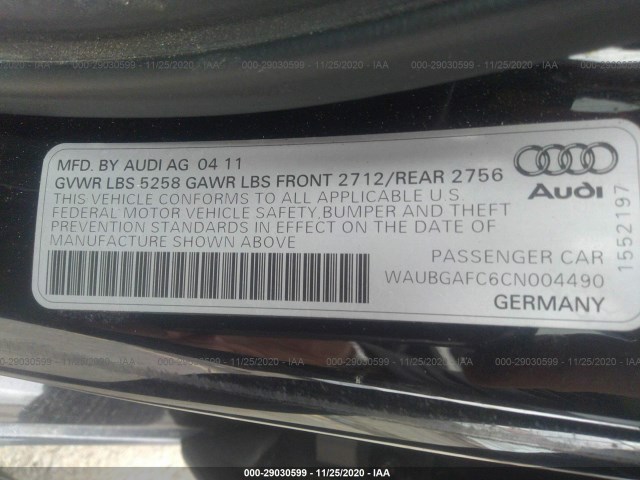 Photo 8 VIN: WAUBGAFC6CN004490 - AUDI A6 