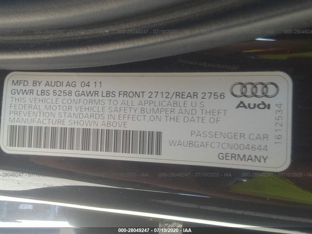 Photo 8 VIN: WAUBGAFC7CN004644 - AUDI A6 